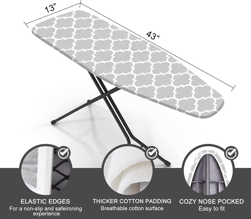 WOHAIXO Ironing Board Cover and Pad, Standard Size 12" x 42" Iron Board Replacement Cover, 4 Layers Extra Thick Iron Board Cover Resist Scorching and Staining with Elastic Edge and 2 Fastener Straps - Image 2